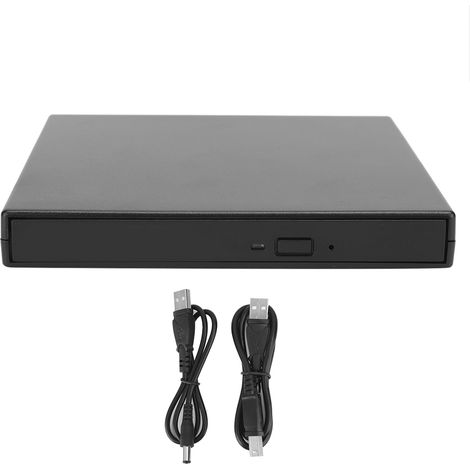 Lecteur/graveur DVD externe portable USB 2.0 haute vitesse pour PC portable - Noir (1/5)