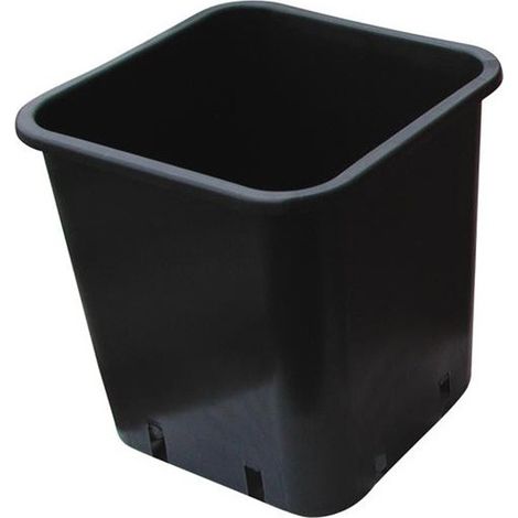 Pot carré noir 24x24x28.3cm – 11L en plastique pour culture indoor et outdoor – Résistant aux UV – Idéal pour potager sur pied – Cis Products (1/2)
