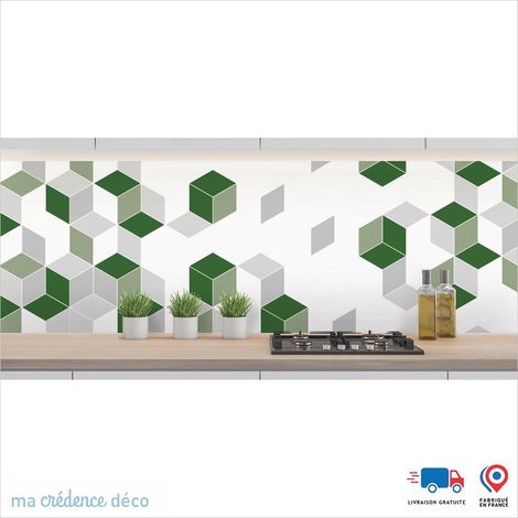 Crédence : Cubes et couleurs 5 - Couleur Vert émeraude - Alu composite - 60 - 120 (1/3)