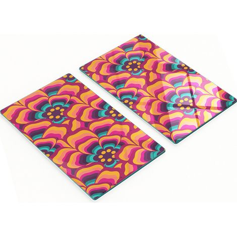 Tablas de cortar de cristal para cocina con estampado floral, 2 x 30 x 52 cm. (1/5)