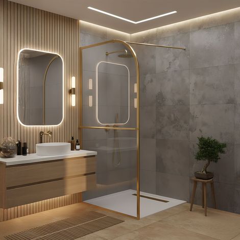 FESTE DUSCHWAND REA SKY 100 WALK-IN BRUSHED GOLD