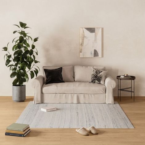Kilim moderne Tapis Dream - 200x200cm, Square - 100% Laine vierge - Tissé main - Bleu clair
