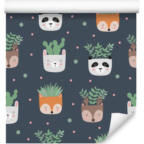 Papel pintado de animales y plantas para salón y dormitorio, 50x1000 cm. (1/5)