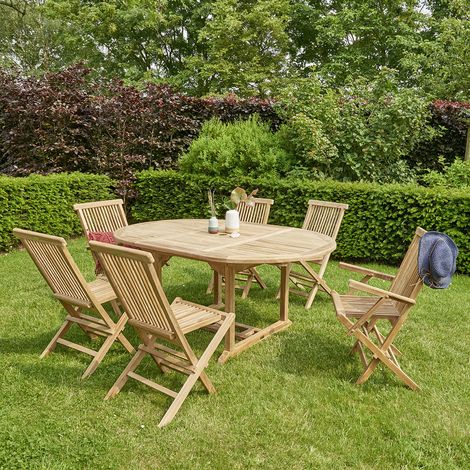 Salon de jardin en teck massif extensible 6/8 places (1/5)