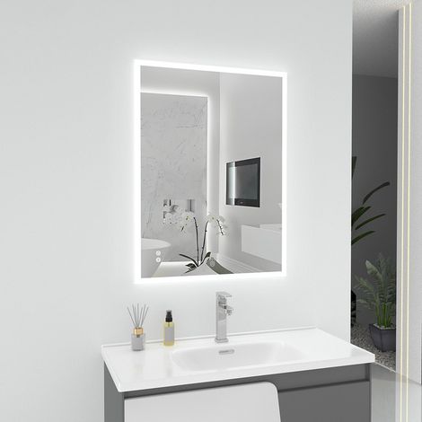 T&K Illuminated Bathroom LED Mirror 80x60cm, With Anti-Fog, 3-Colours Dimmable, Adjustable Brightness, Touch Control&Memory Function (1/5)
