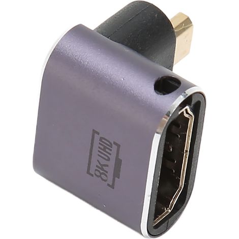 Adaptateur HD femelle vers Micro HD en alliage d'aluminium, Plug and Play, compatible 8K, convertisseur Micro HD vers HD pour ordinateur portable et de bureau (1/4)
