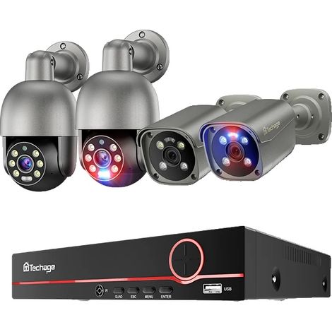 Système de Caméra de Sécurité, Résolution 8MP, Vision Nocturne et Détection AI, 8CH 4Caméras, 4T (1/2)