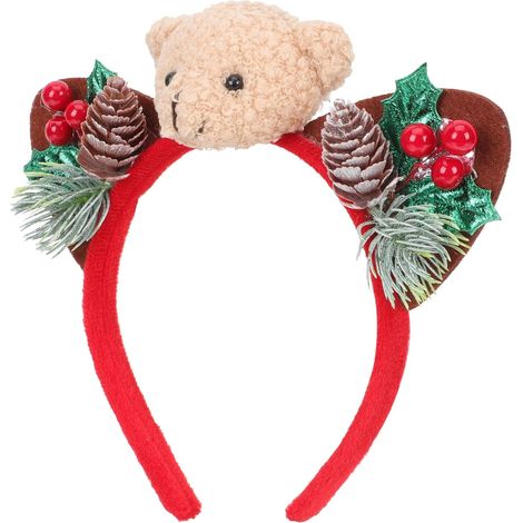 Bandeau pour Cheveux Ours de Noël Adorable en Tissu pour Femmes (1/5)