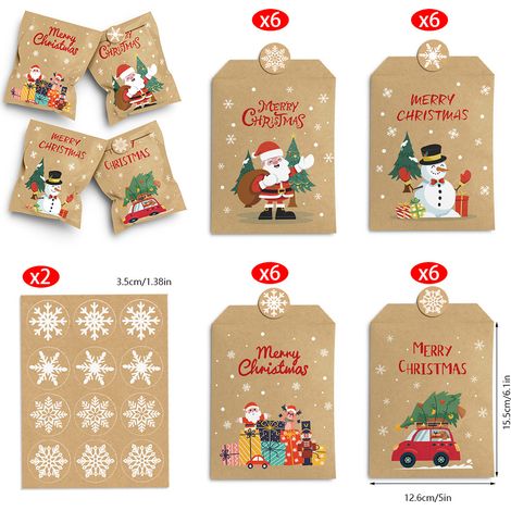 Christmas mini envelopes, paper bags, Christmas decorations, gift bags, original Christmas mini storage bags, 24pcs