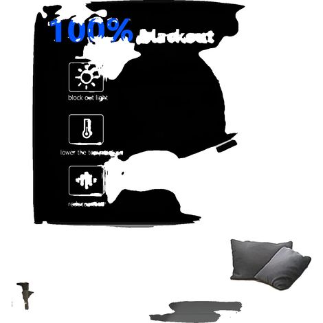 Cortinas opacas autoadhesivas, que bloquean la luz, negras, 110 cm de ancho x 150 cm de alto, con velcro. (1/2)