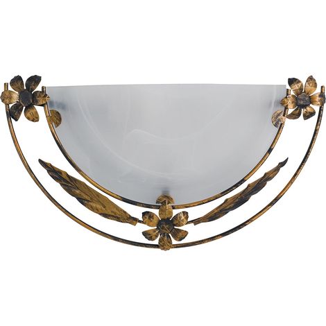 "Applique RICCIO bianca in vetro con struttura in metallo 40x20 cm."