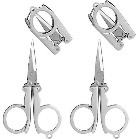 Set mit 4 faltbaren Edelstahlscheren, 10 cm (4 Zoll) Mini-Papierscheren, faltbare und tragbare Reisescheren, Metallscheren zum Heimwerken und Nähen. (1/5)