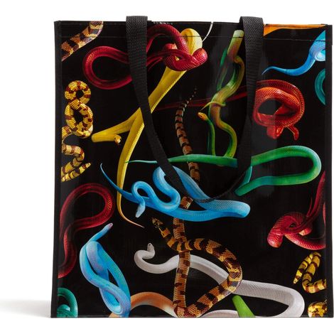 Shopper Bag Big Snakes 40x42x13,5 cm Nero Multicolore SELETTI (1/2)