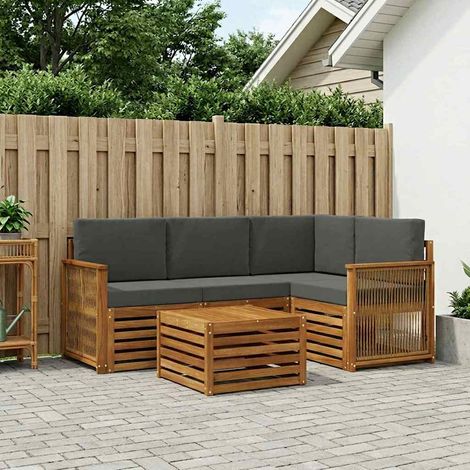 vidaXL Conjunto de sofás de exterior 5 uds. Natural y Antracita (1/5)