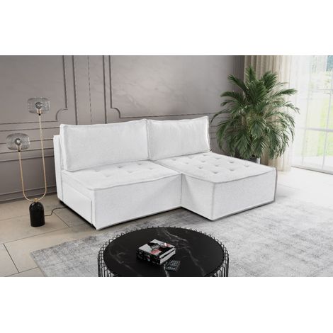 Bohoo Mini modernes Ecksofa mit Schlaffunktion Ecru Rechts (1/5)