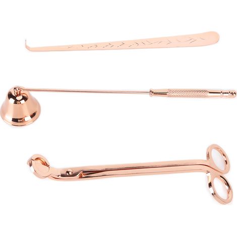 Ensemble de 3 Accessoires pour Bougies : Coupe-Mèche, Éteignoir et Plongeur en Or Rose - Idée Cadeau (1/5)