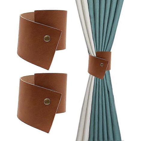 Lot de 2 embrasses de rideaux vintage en cuir, embrasses de fenêtre style vintage, attaches de rideaux d'extérieur pour rideaux de balcon, accessoires décoratifs (1/5)