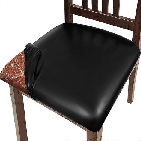 Housses de siège de chaise de salle à manger en similicuir, imperméables et extensibles, pour chaises de salle à manger/cuisine (lot de 4). (1/5)