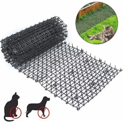 Tapis Anti Chat et Chien Maille Barbelée Jardin Protection Animaux Plastique Noir 200x28 cm (1/3)