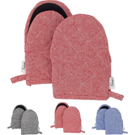 Gants de Four et Barbecue en Coton épais avec Prises en Silicone Anti-Chaleur, pouvant être accrochés,Gants de Cuisine pour Cuisiner (1/4)