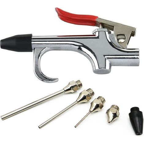 [JAMAIS UTILISÉ]Soufflette Pistolet à Poussière Métal Air Comprimé de Pistolet avec 4 Embouts Becs Rallonges Air Comprimé pouvez Connexion Rapide pour Souffler la Poudre de Résidu de Poussière et Sale (1/5)