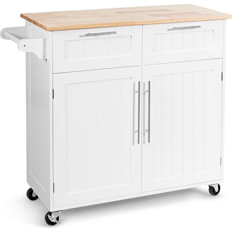 Isola da cucina rotante con cassetti portaoggetti grandi armadietti 4 ruote Carrello portaoggetti Bianco (1/4)