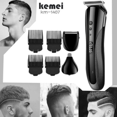 Tondeuse à cheveux - KEMEI - KM-1407 - Multifonction 3-en-1 - Design silencieux - Lame lavable (1/4)