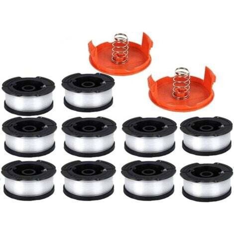 Bobine de coupe-bordure Black & Decker, bobine de coupe-bordure de 0,2 cm (10 fils de coupe-bordure, 2 capuchons, 2 ressorts) (1/4)