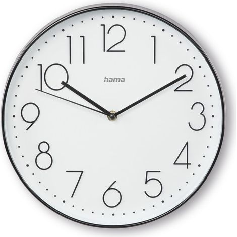 Horloge Murale (Pendule Murale sans tic-tac, Horloge à Quartz silencieuse, Ø 30 cm, Horloge analogique, Aiguilles des Heures Minutes et Secondes, Couvercle en Verre, Pile Incluse) Noir (1/4)