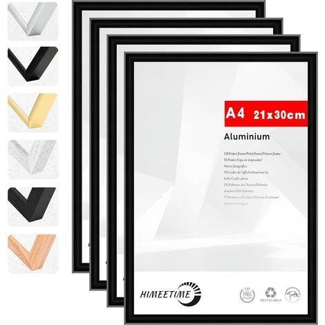 Bilderrahmen A4 21x30cm Schwarz Alu Schwarz A4(21x29,7cm) 4x (1/5)