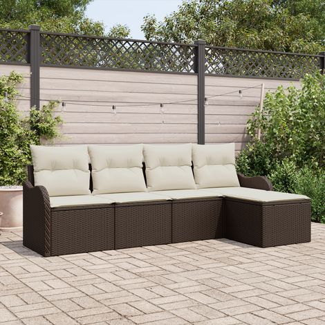 Gartensofa-set 5 Stk. Braun Poly-Rattan vidaXL (1/5)