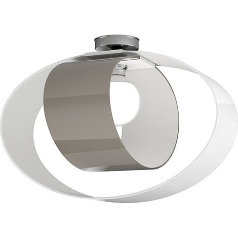 Plafoniera Moderna Lap Metallo Bianco E Vetro Tortora 1 Luce E27 52Cm (1/4)