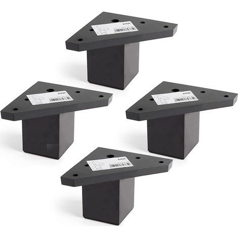 4 Pieces Furniture Legs with Mounting Plate - for Table, Bed, Chairs - Aluminum Alloy - Height: 6 cm - Color: Black - Screws Not Included (1/5)
