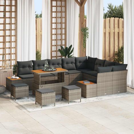Ensemble de canapé de jardin avec table réglable en rattan synthétique Gris 13 pcs - PANGIVO (1/5)