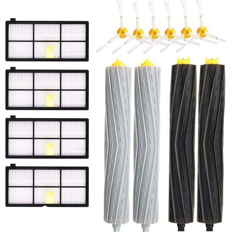 Kit de pièces de rechange pour iRobot Roomba 960 980 990 900 890 896 885 886 865 866 800 805 860 861 870 871 880 Kit d'accessoires avec 6 brosses latérales + 4 filtres HEPA + 2 lots / 4 (1/5)