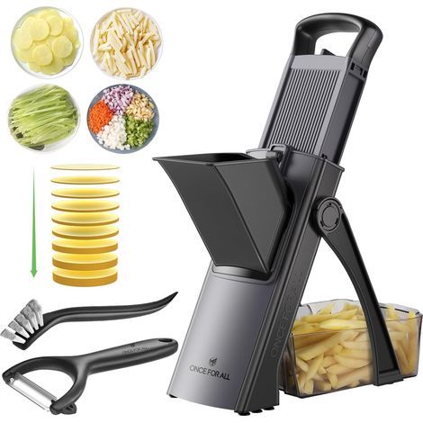 1 Mandoline De Cuisine Lame Acier Inoxydable Julienne Cubes Coupe Légumes Carotte Tomate (1/5)