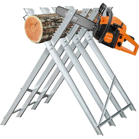 Wolketon Sägebock Metall verzinkt 150kg Belastbarkeit 80x81x80cm Holzschneidebock Sägehilfe Holzsägebock Sägegestell Säge Kettensägebock für verschiedene Stammstärken