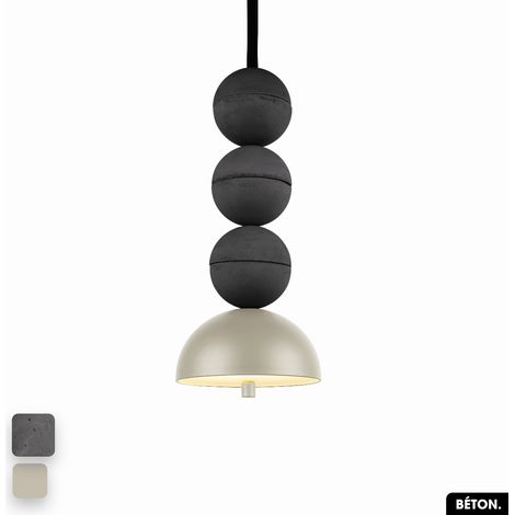 Lampe de suspension en béton - BOSFOR CONCRETE ANTHRACITE - PEYOTE 3 BALLES LED 14W (1/2)