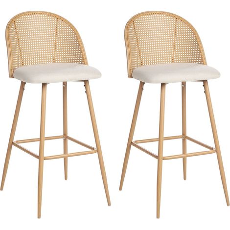 Set of 2 Bar Chairs CORNELL Metal Light Brown (1/5)