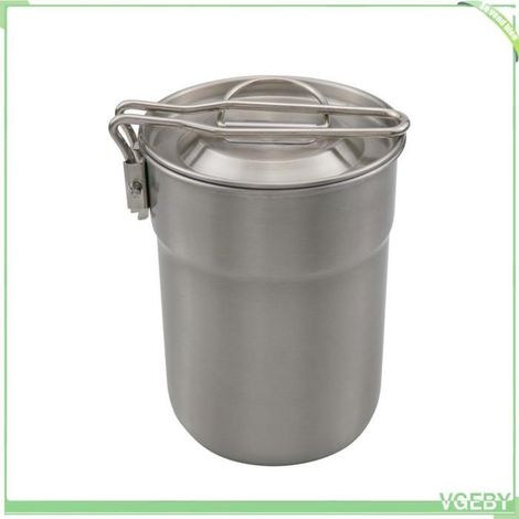 Tasse de camping - FAFEICY - 1L inox - acier inoxydable alimentaire - couvercle ventilé - poignée pliante (1/2)