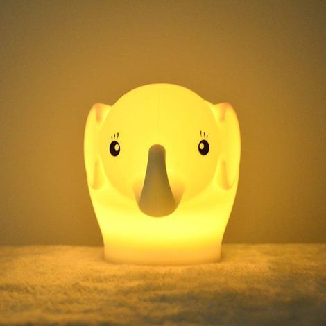 Veilleuse pour enfants Lampe éléphant en silicone souple 9 couleurs Lampe de chevet pour bébé Télécommande rechargeable LED Veilleuse (1/5)