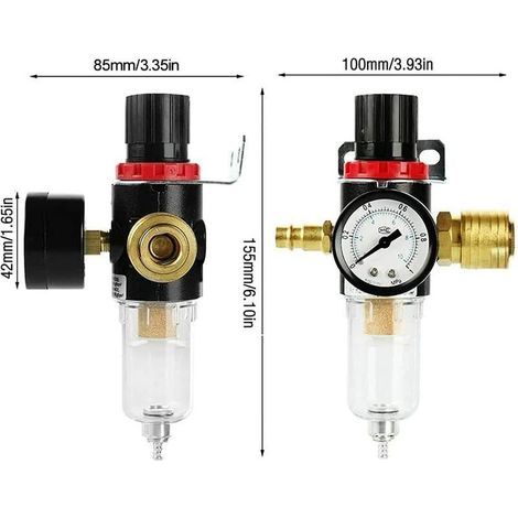 Filtre à air Compresseur, 1/4&quot Kit d'outils de Piège de Séparateur d'eau de Filtre de Compresseur d'air avec la Mesure de Régulateur, (1/4)