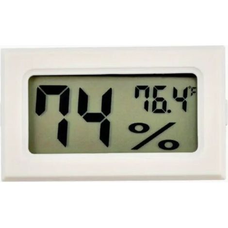 Mini termómetro e higrómetro digital blanco para controlar la temperatura y la humedad en interiores - Visualización en grados Fahrenheit (°F) -Crezuo