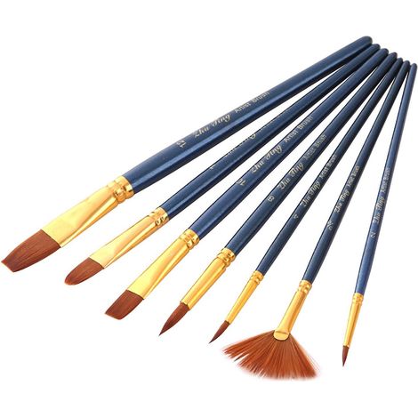 7-teiliges Künstlerpinsel-Set: Rund-, Flach-, Filbert- und Fächerpinsel, professionelle Zeichenpinsel N