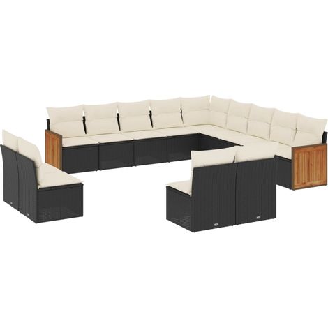 Maison Exclusive - Set Divani da Giardino 13pz con Cuscini Nero in Polyrattan (1/5)