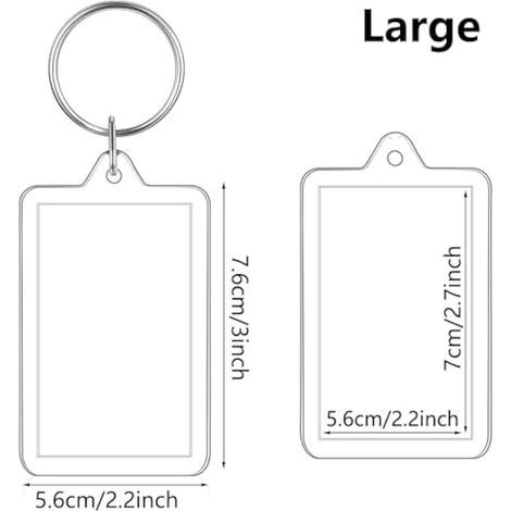 Lot de 5 porte-clés photo vierges, cadre photo rectangulaire double face de 7,5 x 5,5 cm, pour la famille, les amis et les couples. (1/5)