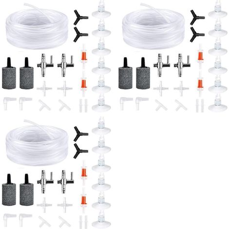 Lot de 3 Airline Tubing Aquarium air pompe accessoires pour Fish réservoir avec air Stones, Check Vannes, Suction Gobelets et Connectors (1/5)