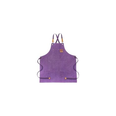 Delantal vaquero (violeta) con bolsillos para peluqueros, pintores, jardineros y estilistas, tanto para hombres como para mujeres - Crezuo