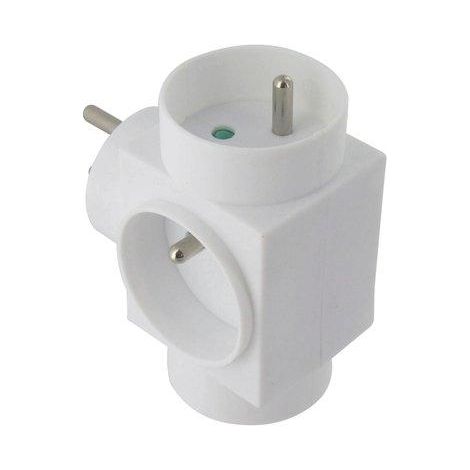 Fiche multiprise - Triplite latérale - Dhome - 3 x 2P+T - 16 A - Blanc (1/3)