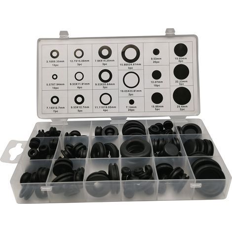 Pack of 125 rubber grommets in 18 sizes. Rubber plugs. Plugs. (1/5)